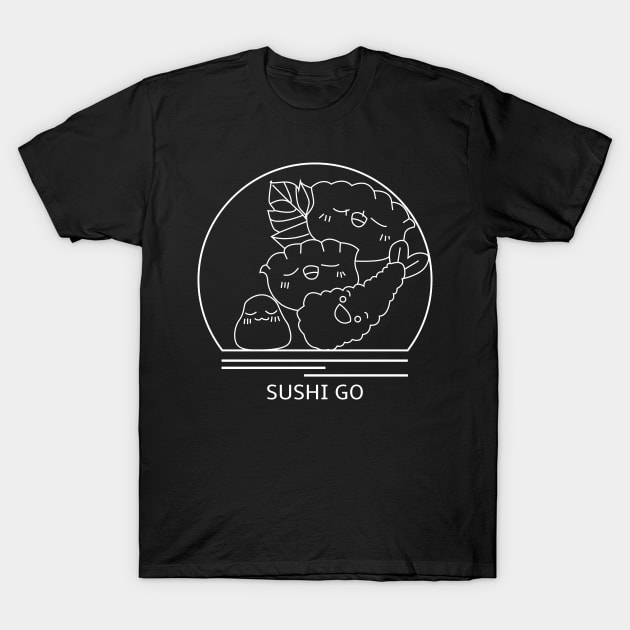 Sushi Go Minimalist Line Drawing - Board Game Inspired Graphic - Tabletop Gaming  - BGG T-Shirt by MeepleDesign